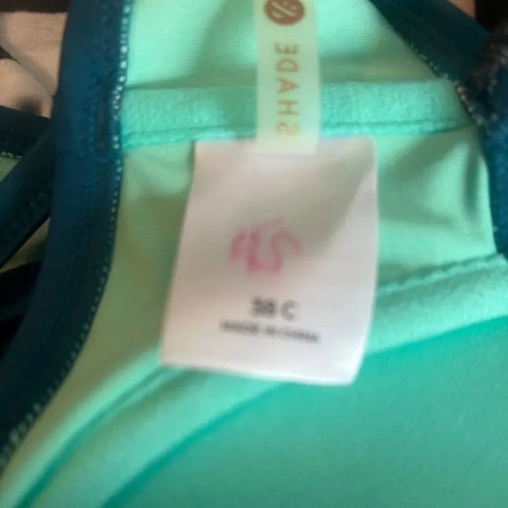 Shade & Shore Rainforest Teal Racerback Halter Bikini top, size 38C